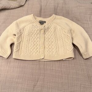 baby GAP Ivory Beige Cable Knit Cardigan 6-12mo 100% cotton Easter sweater